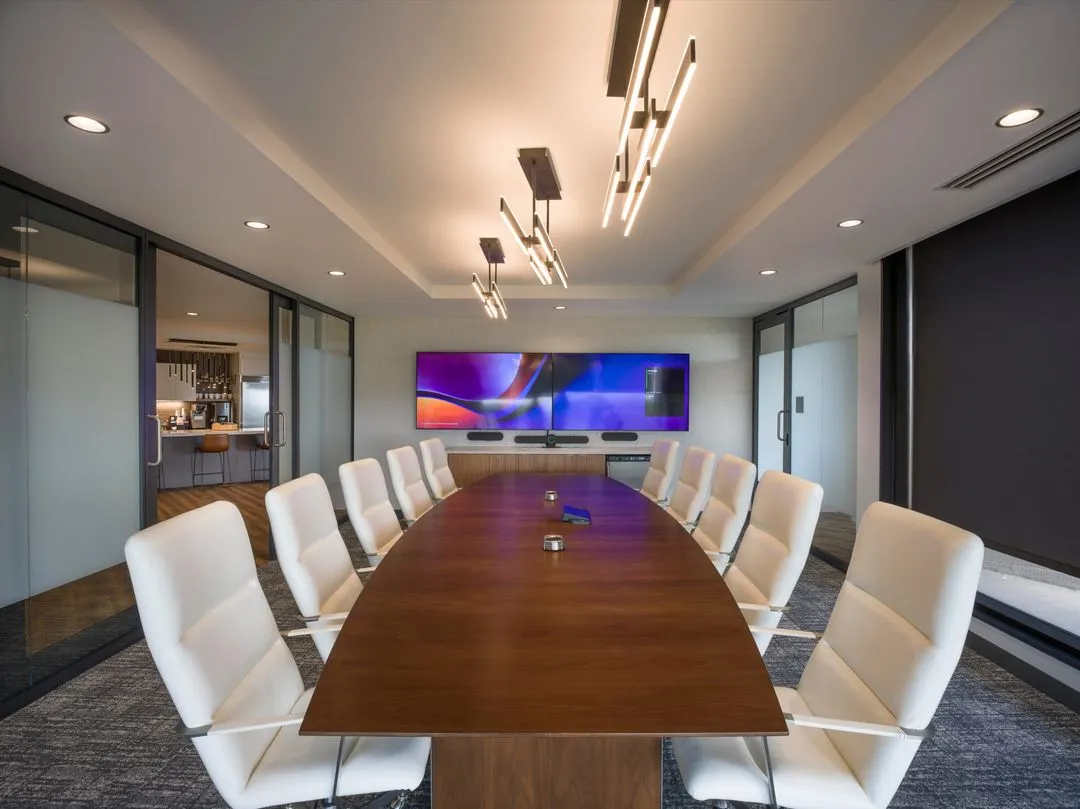 Room dual displays, commercial AV and smart building technology by QAV in Colorado