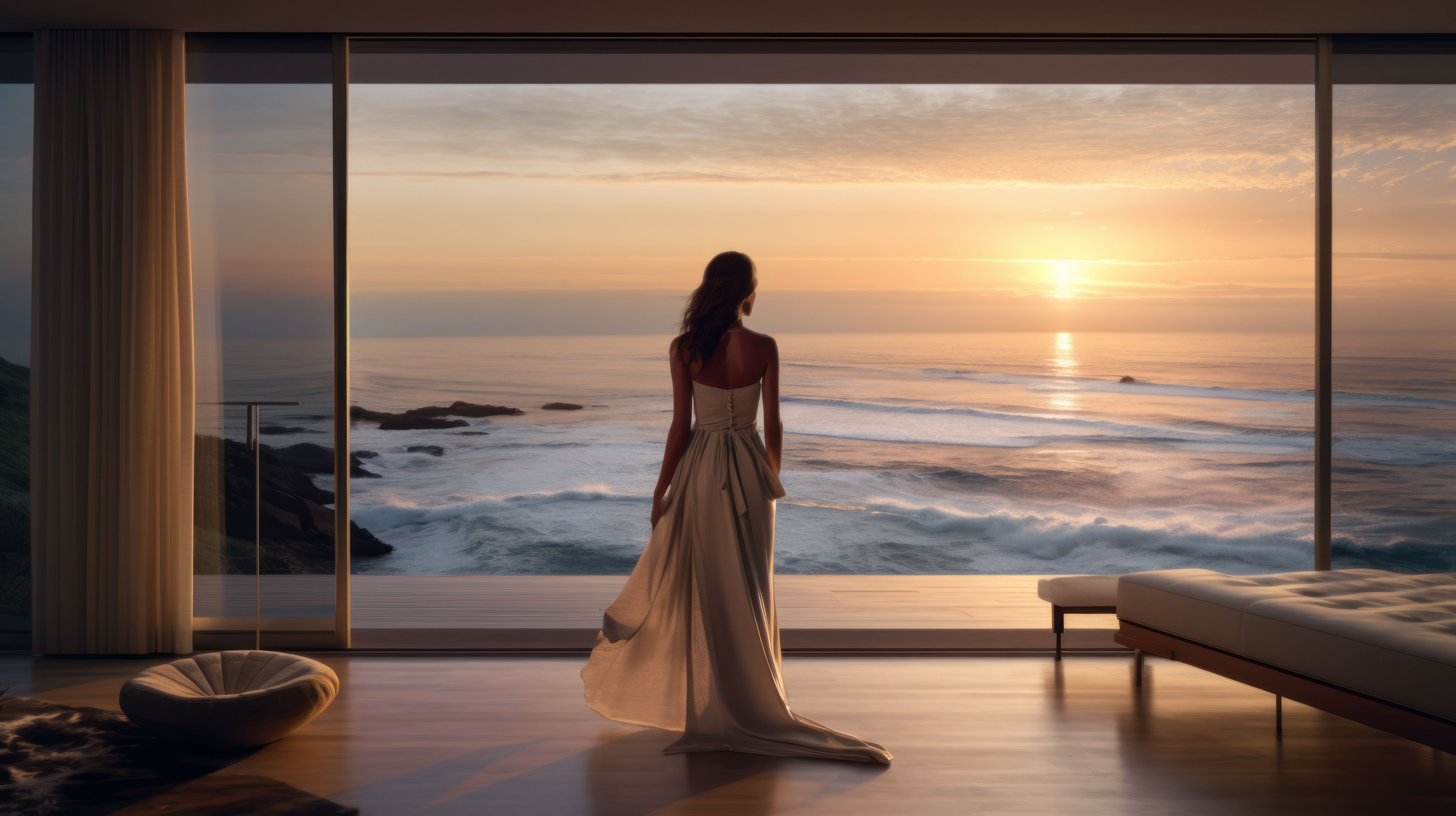 Qav woman looking at sunset, home wellness technology by QAV in Colorado