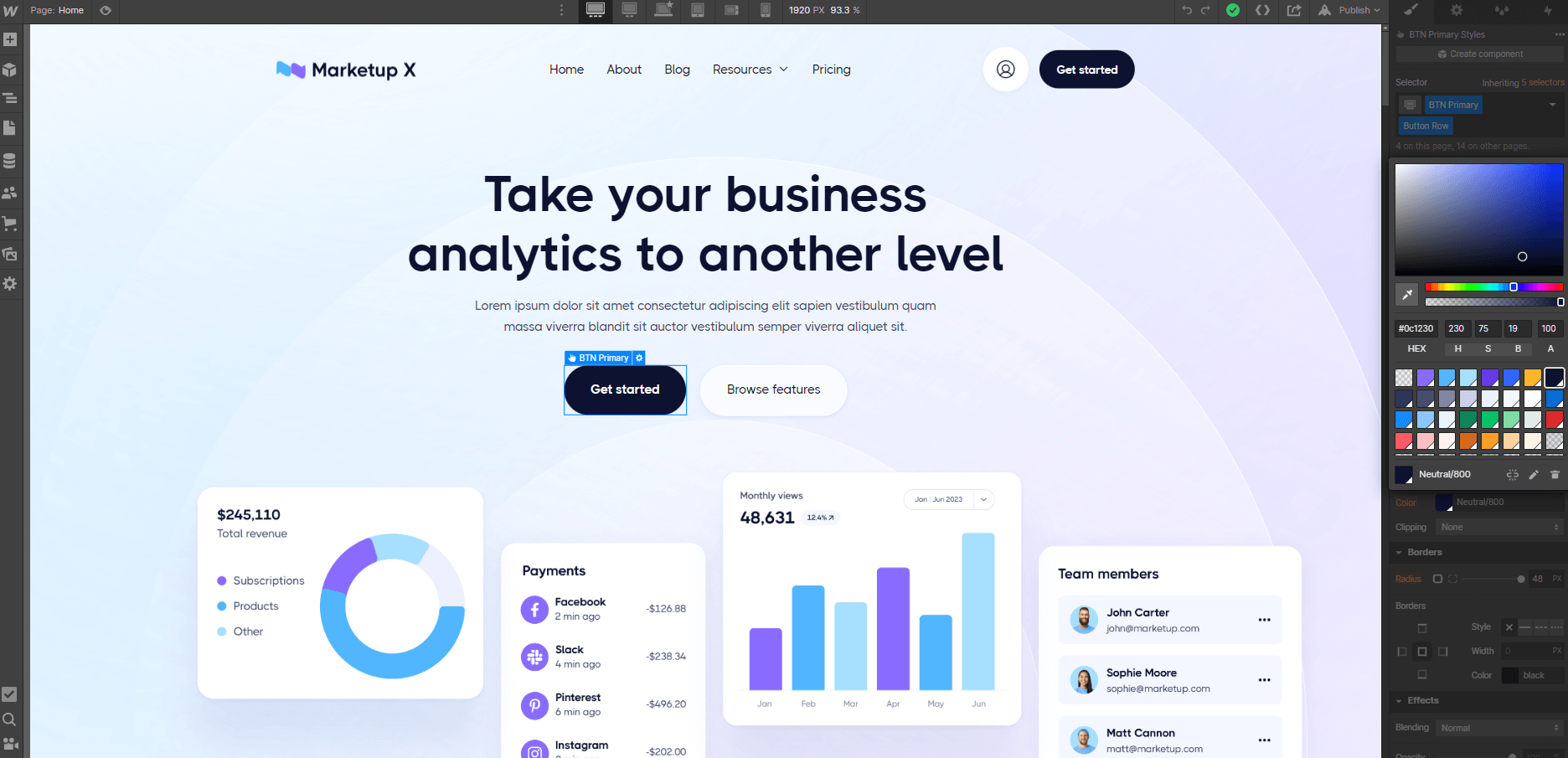 Color - Marketup X Webflow Template