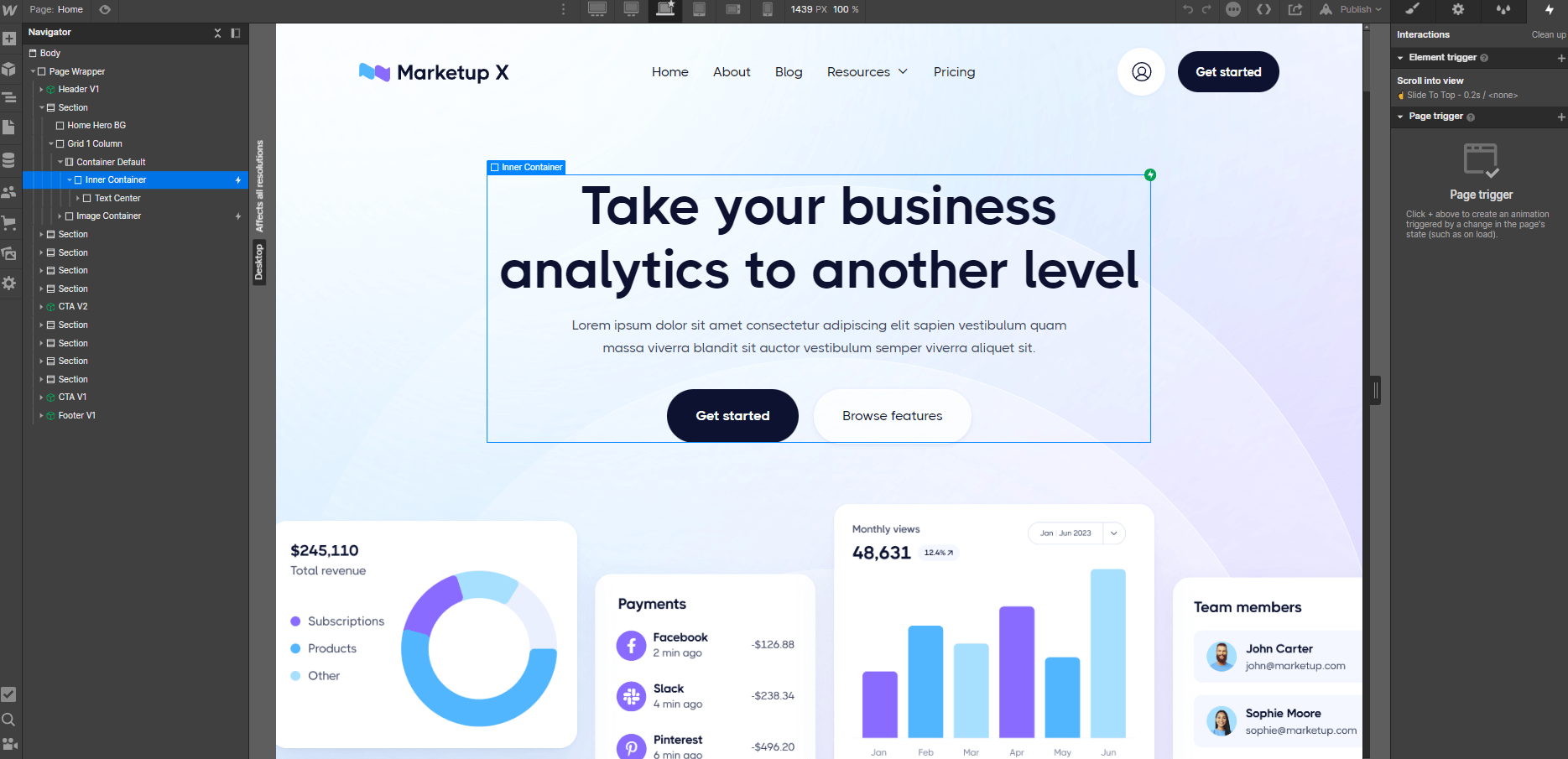 Animations - Marketup X Webflow Template