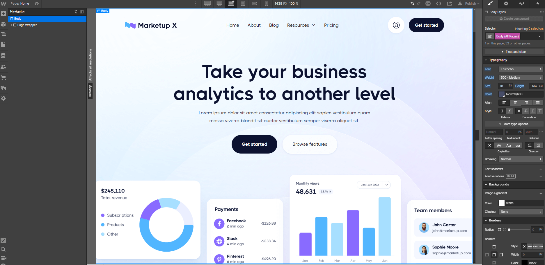 Typography - Marketup X Webflow Template