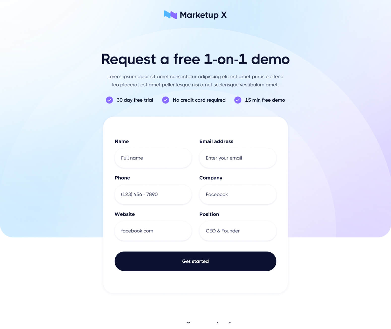 Marketup X - Request A Demo Page - Saas And Technology Webflow Template