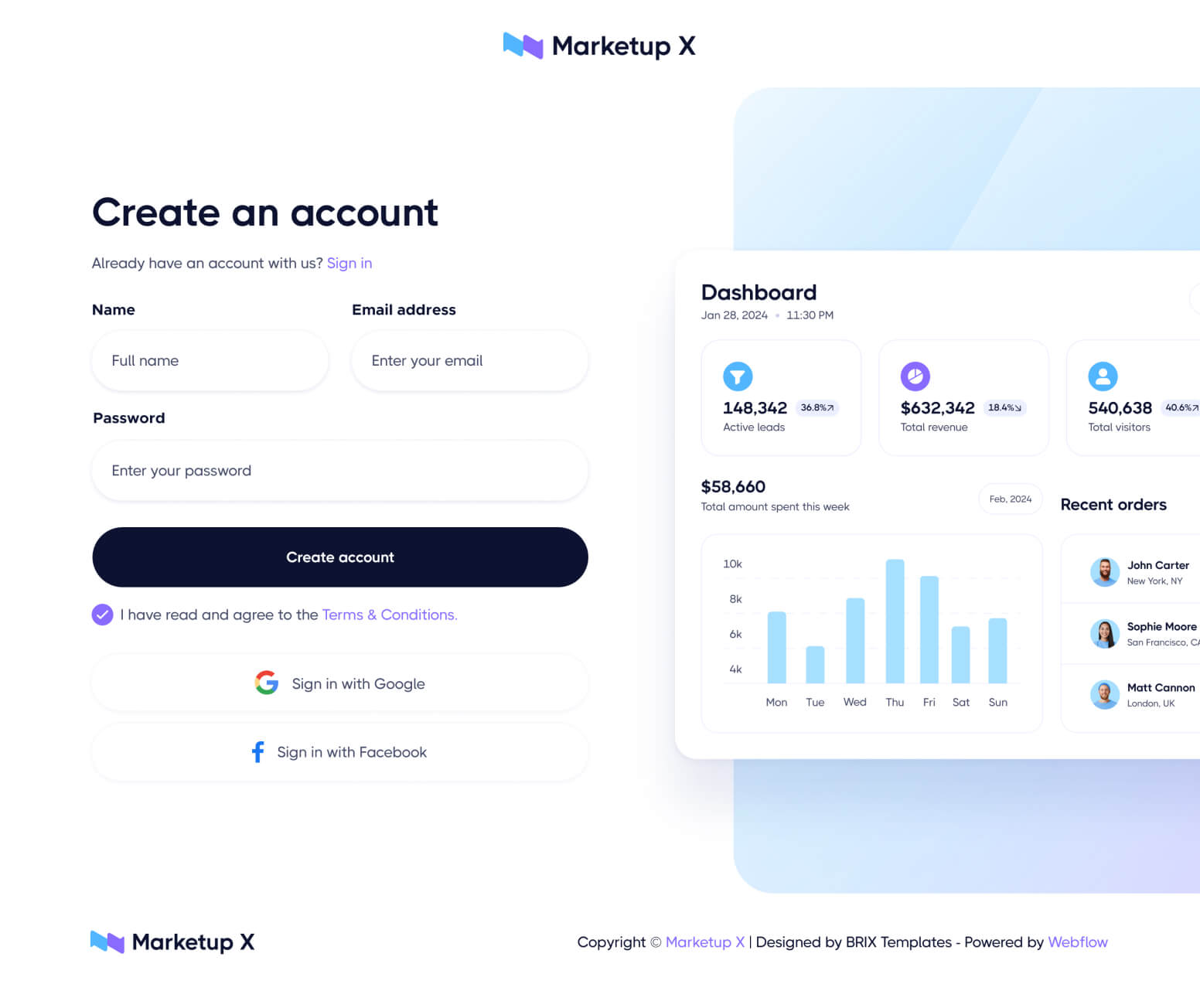 Marketup X - Sign Up Page - Saas And Technology Webflow Template