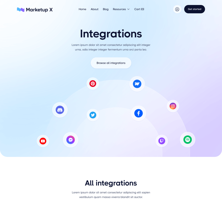 Integrations - Marketup X Webflow Template