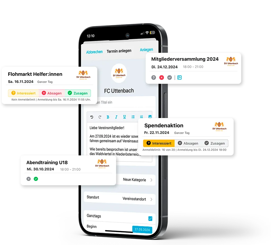 Terminverwaltung in der mobilen App