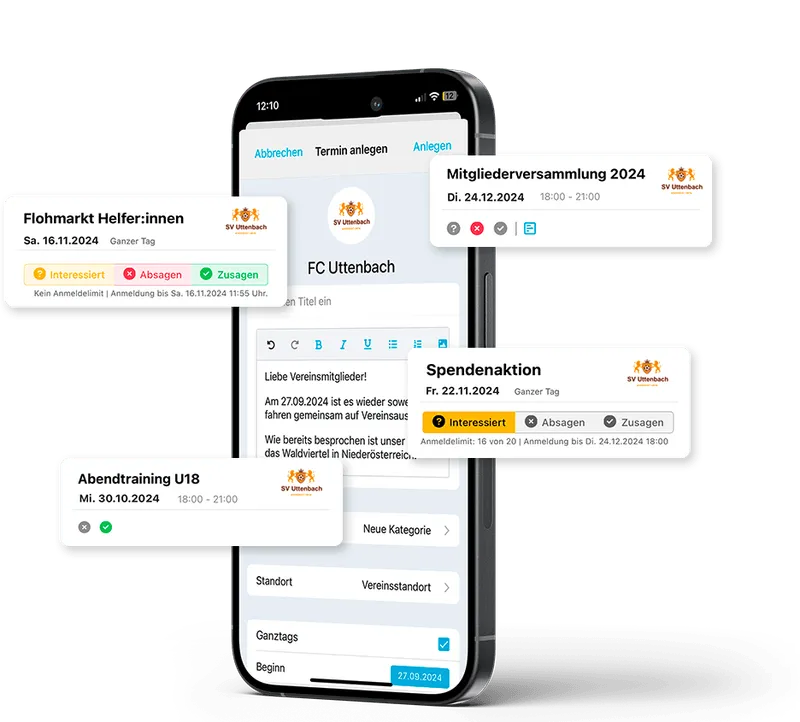 Terminverwaltung in der mobilen App