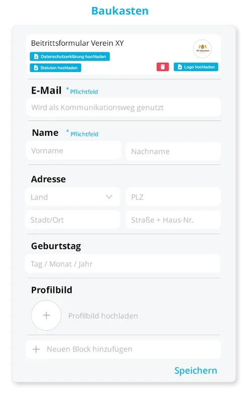 Baukasten für das Neumitgliederformular