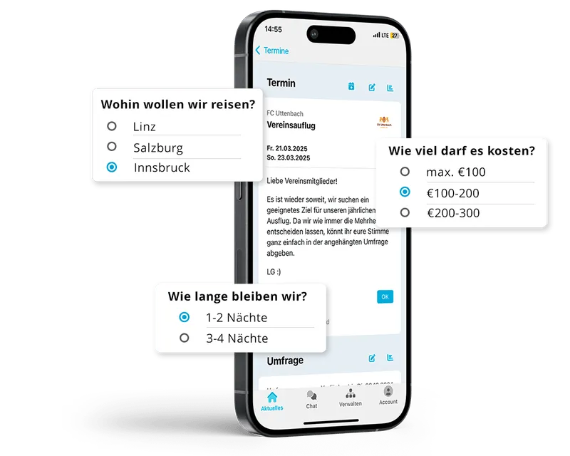 Umfrageübersicht in der mobilen App