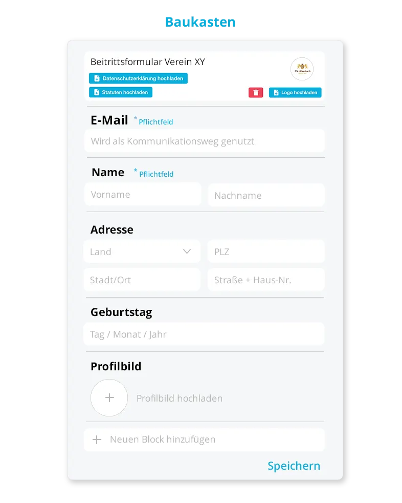 Baukasten für das Neumitgliederformular