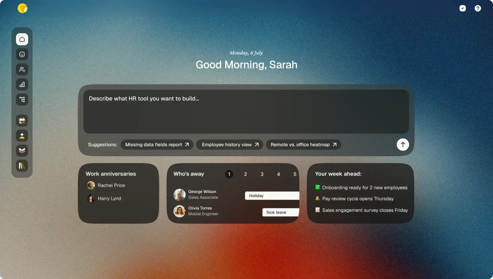 Shapes HR platform home screen