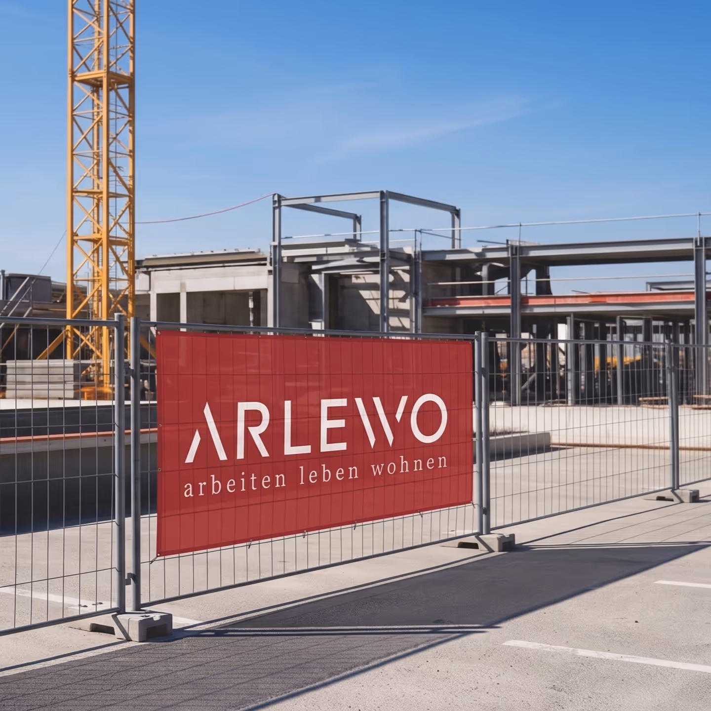 Ein modernes Gebäude mit braunen Fassadenelementen und großen Fenstern; darunter stehen zwei Personen freudig auf einem glänzenden Solarpaneldach unter klarem blauem Himmel.