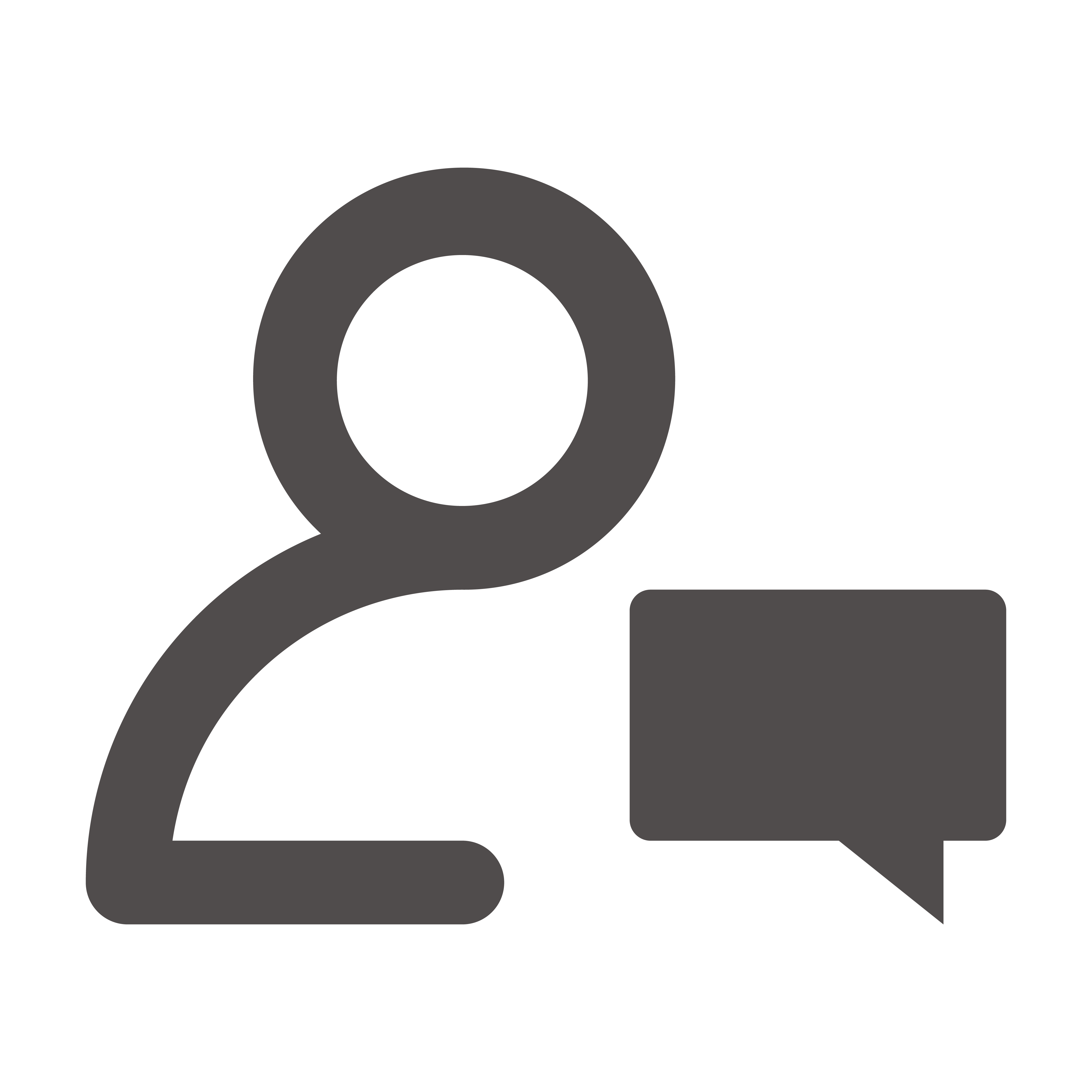 Symbol einer Person mit einer Sprechblase, die Kommunikation oder Kundenservice darstellt.