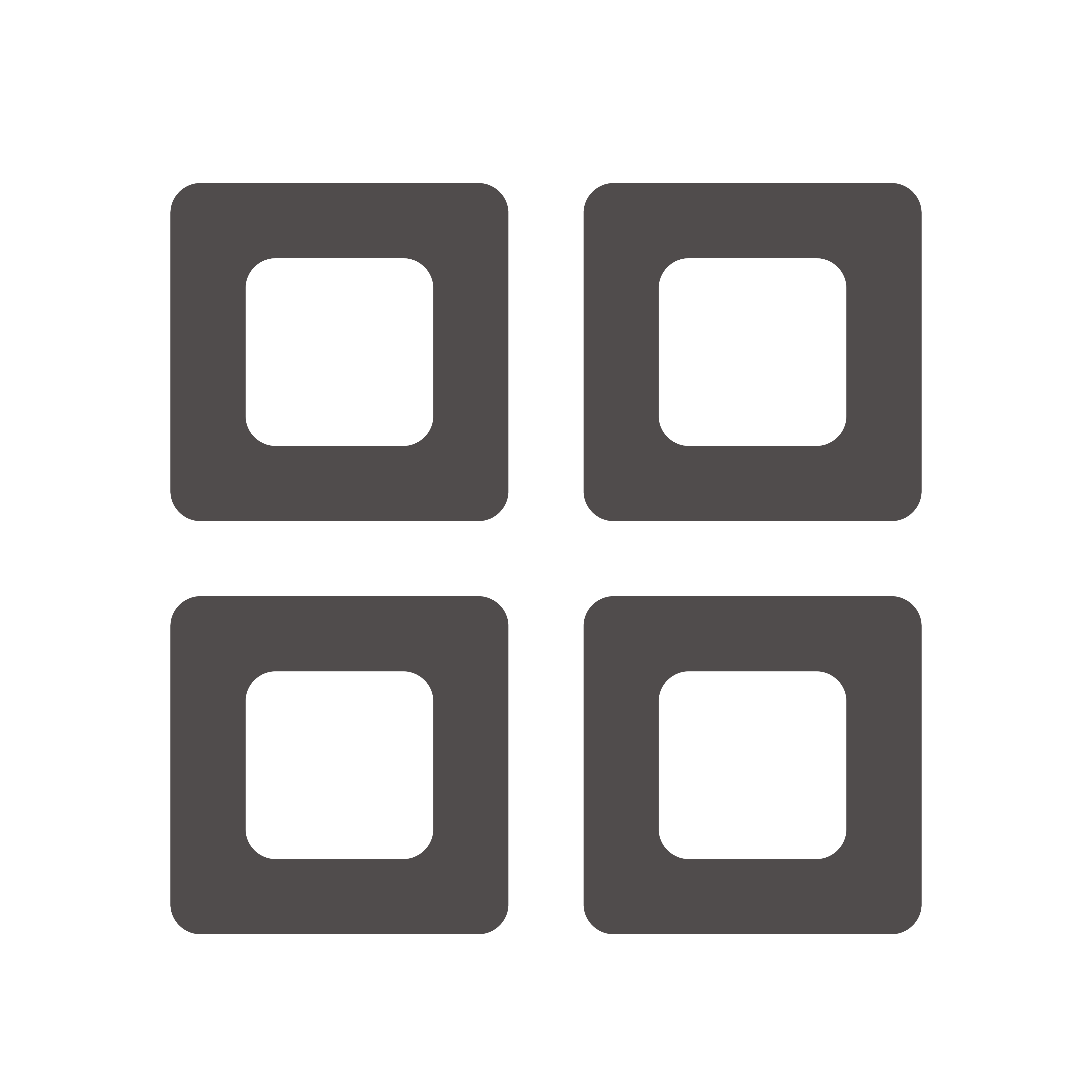 Symbol mit vier abgerundeten Quadraten, die ein Fliesenmuster darstellen.