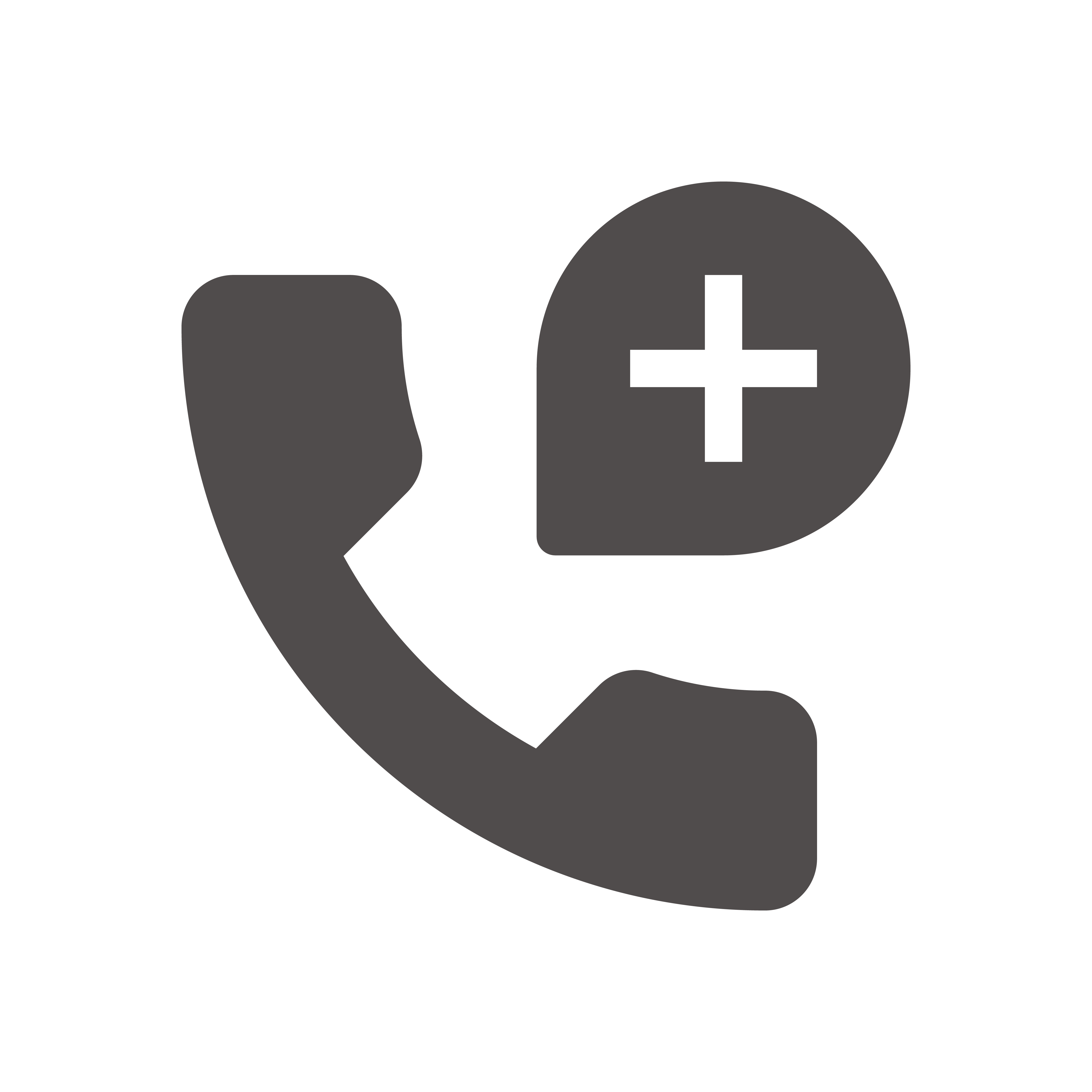 Telefonhörer-Symbol mit einem Pluszeichen in einer Sprechblase für Anruf oder Beratung.