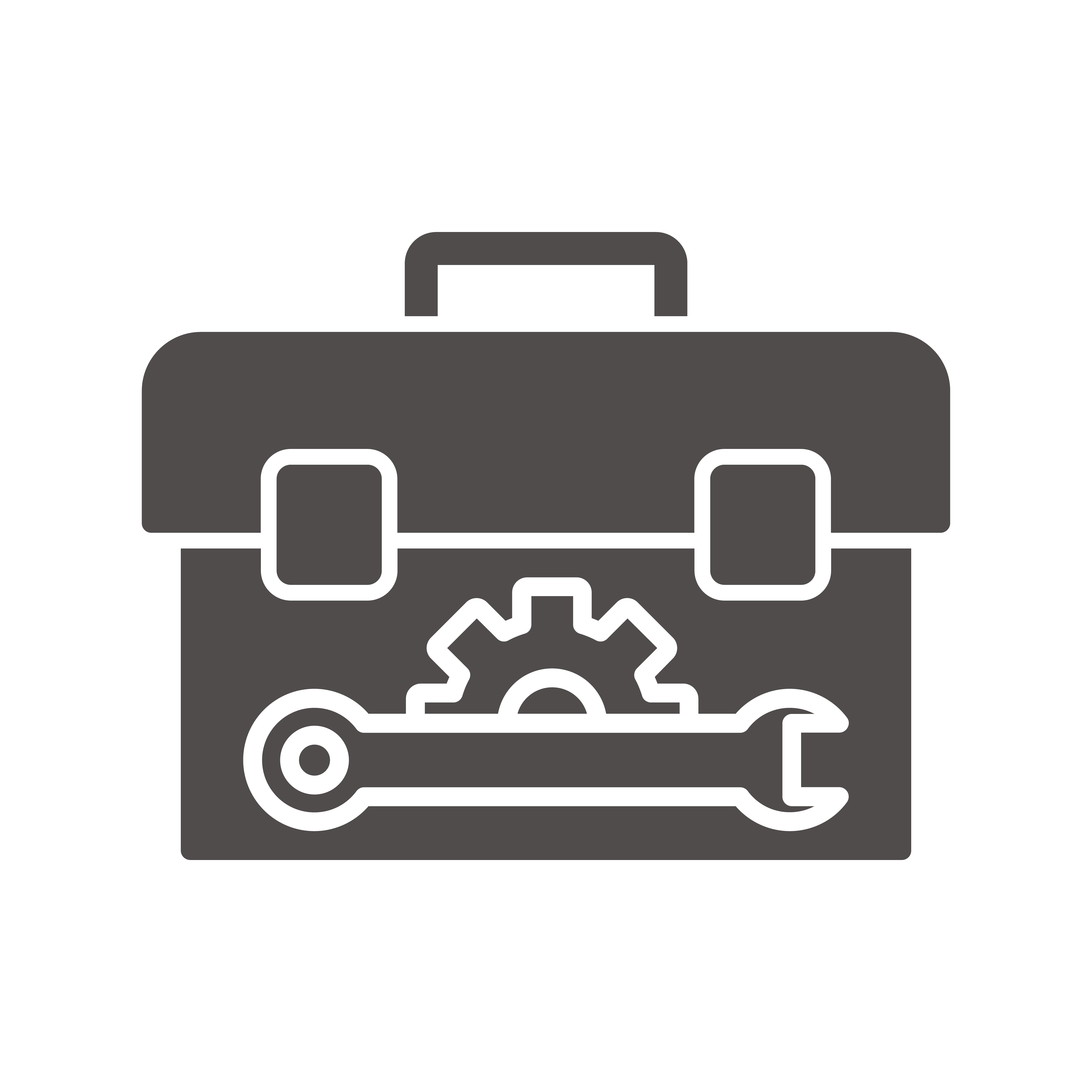 Symbol eines grauen Werkzeugsatzes mit einem Schraubenschlüssel und Zahnrad.