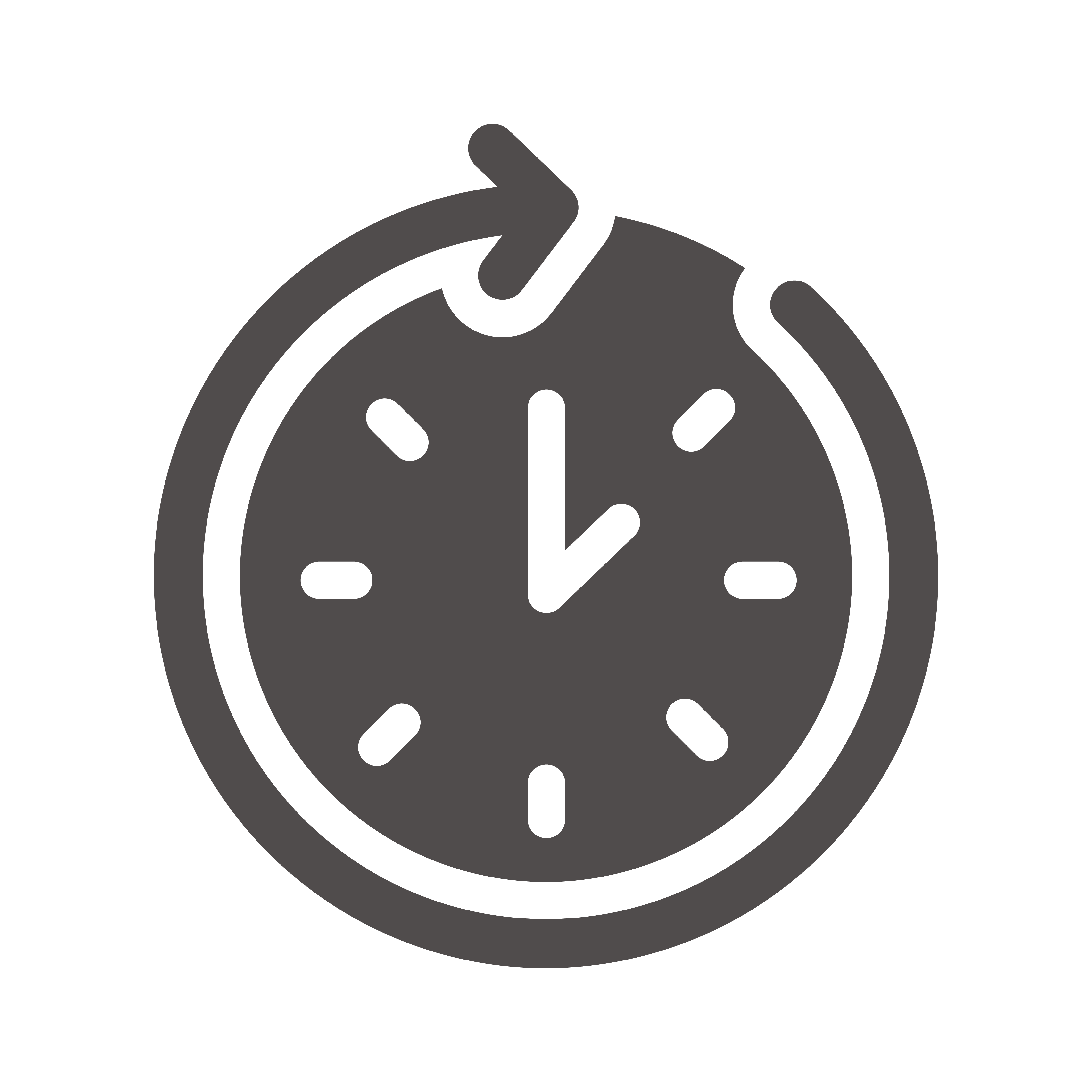 Uhr mit einem Pfeil, der im Uhrzeigersinn um das Ziffernblatt zeigt, symbolisiert Zeit oder Wiederholung.