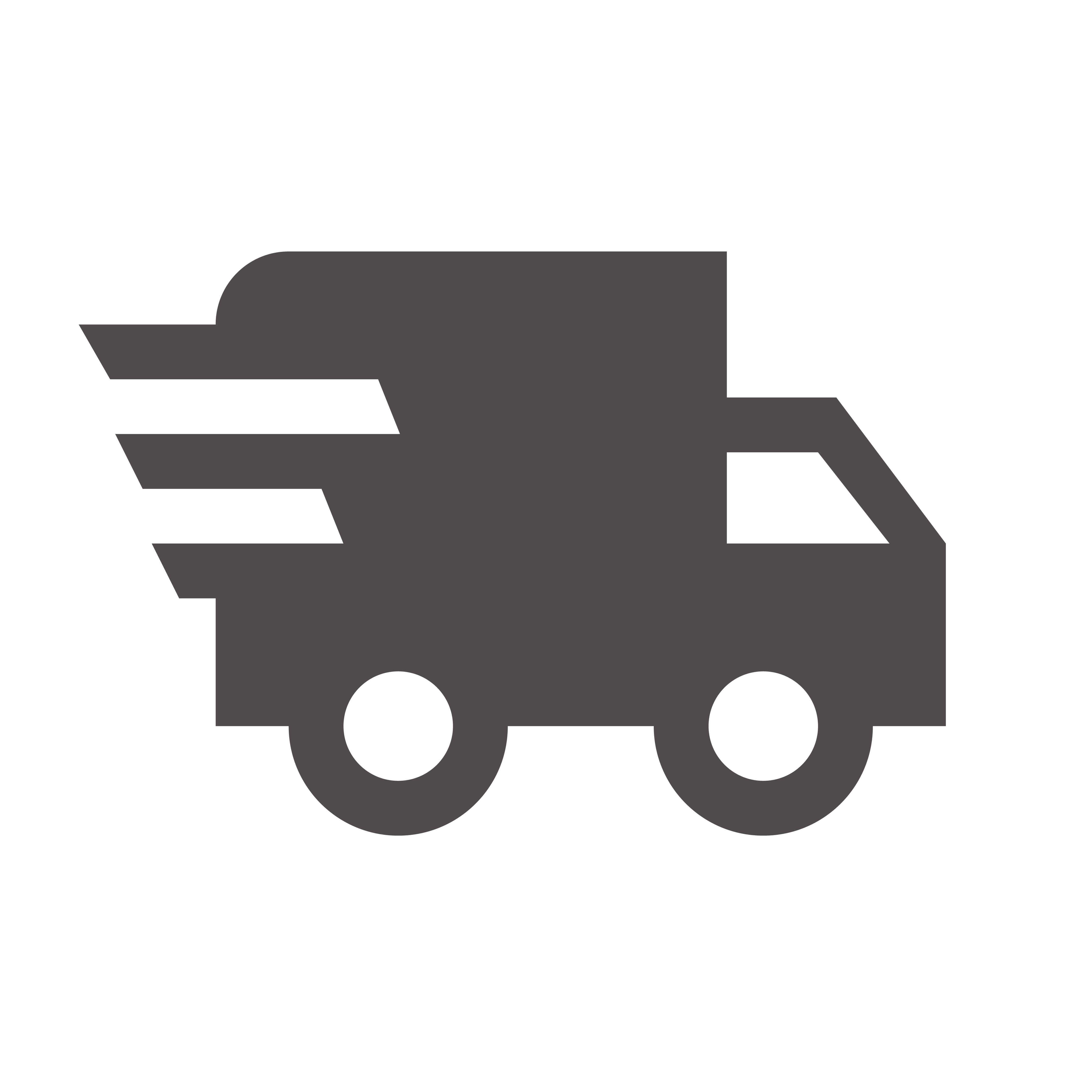 Symbol eines Lieferwagens mit Bewegungslinien, die schnelle Lieferung darstellen.