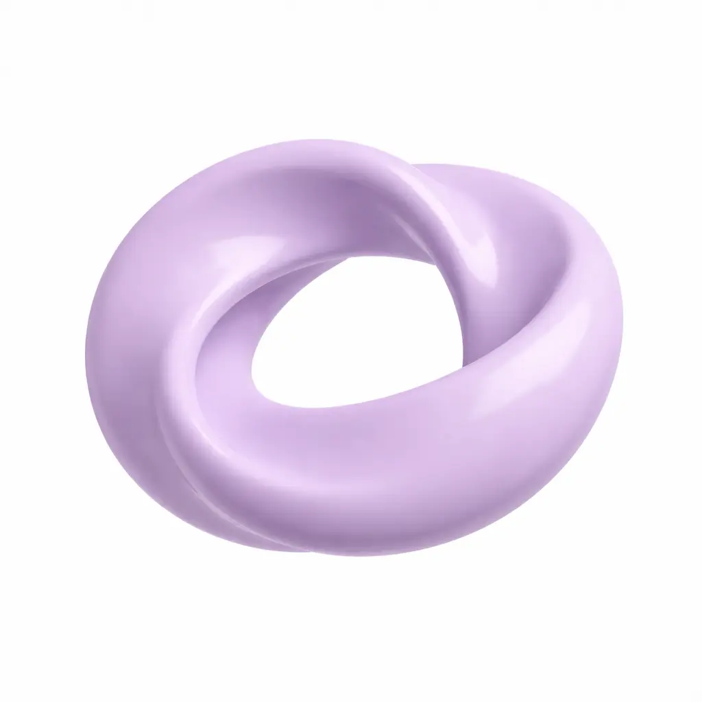 A glossy purple ring-shaped 3D object with soft lighting.