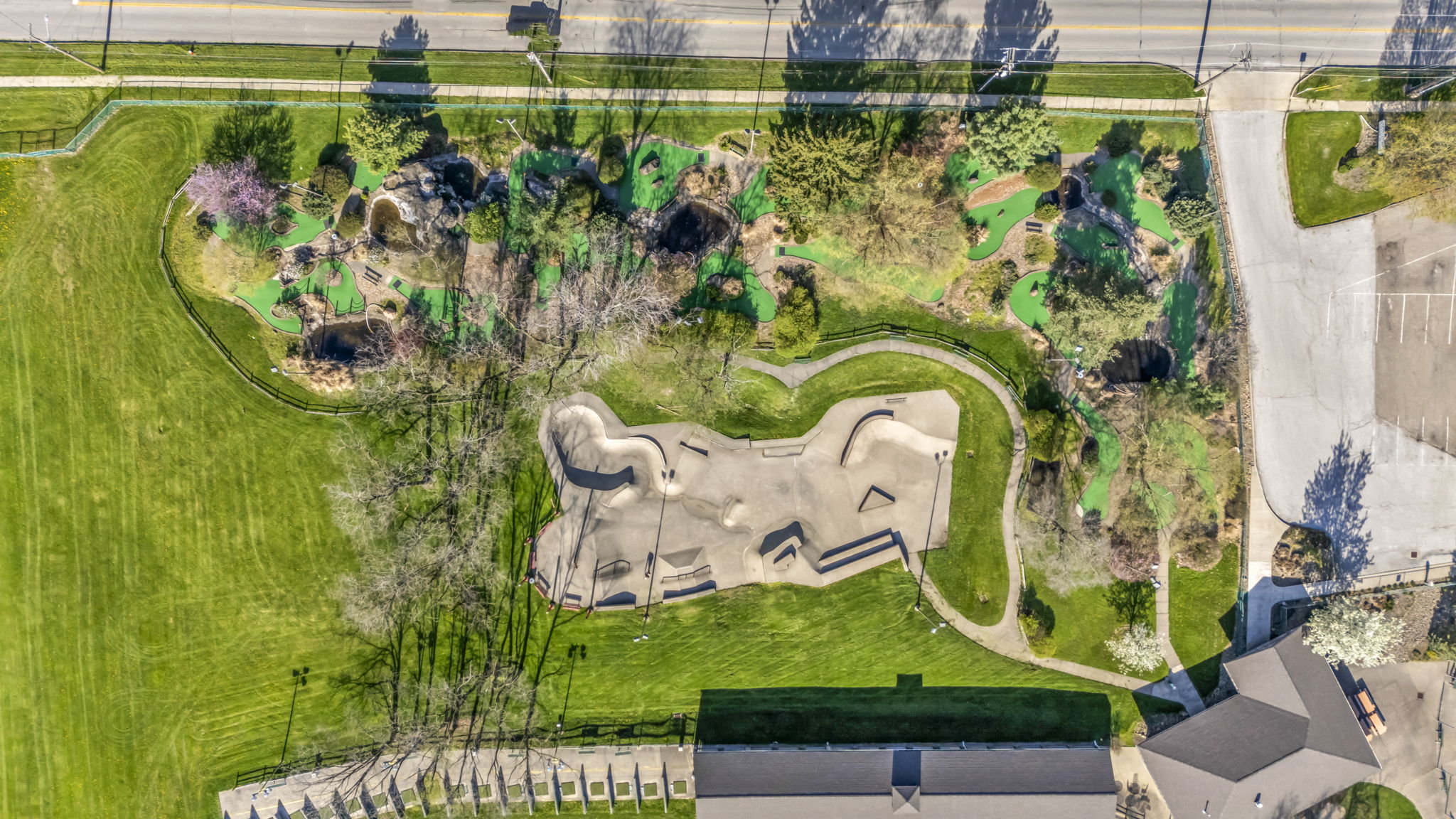 aerial photo of downview skatepark from drone
