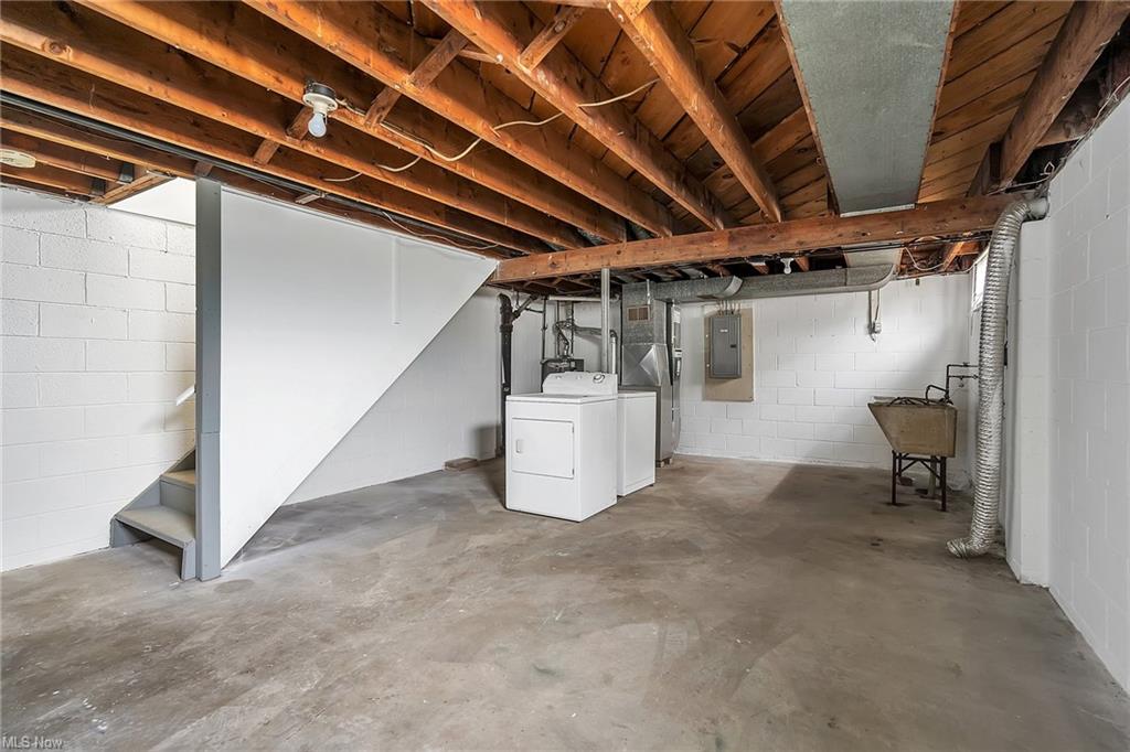 basement photo with wood ceiling