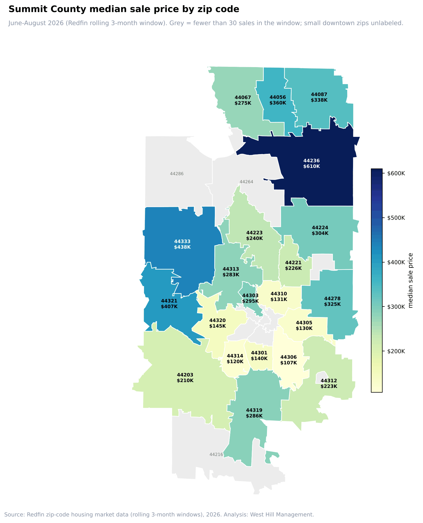 Summit County Map of Neighborhoods with Different Shares of green and blue