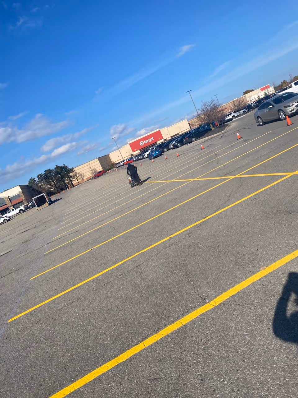 Professional commercial parking lot restriping at the Target in Traverse City, MI, located off South Airport Rd next to the Grand Traverse Mall. The image shows crisp, high-visibility white lines and refreshed parking stalls, optimizing traffic flow for one of Northern Michigan's busiest retail locations.
