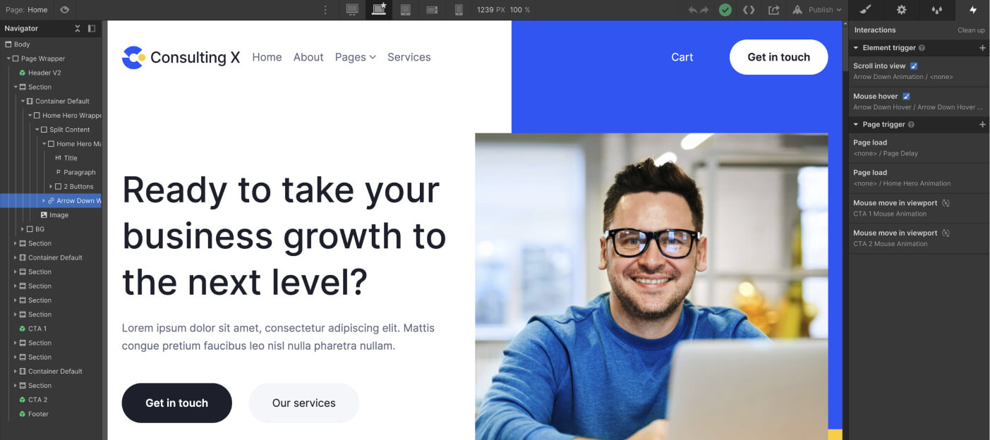 Animations - Consulting X Webflow Template