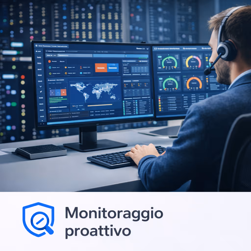 Illustrazione del monitoraggio proattivo di server e infrastrutture IT