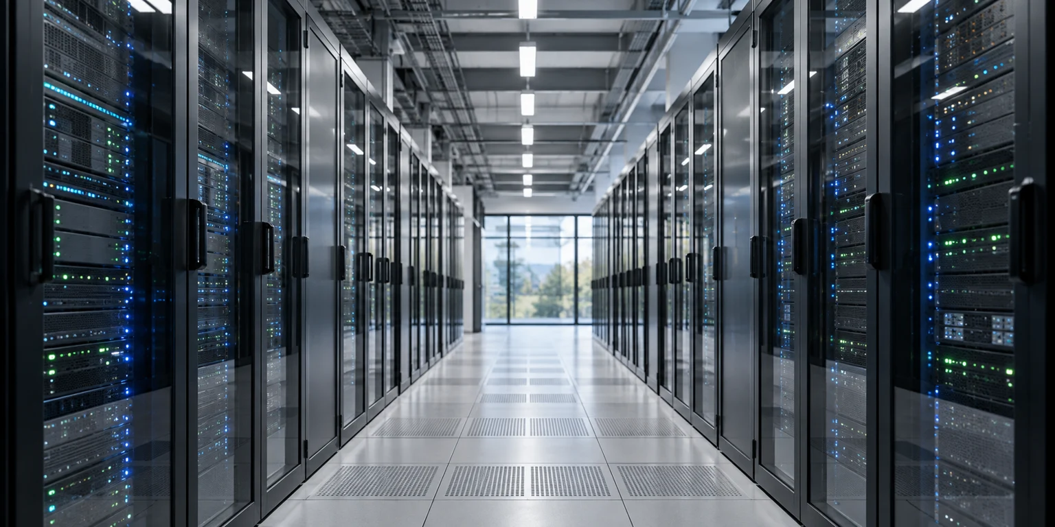 Corridoio di un data center, immagine illustrativa