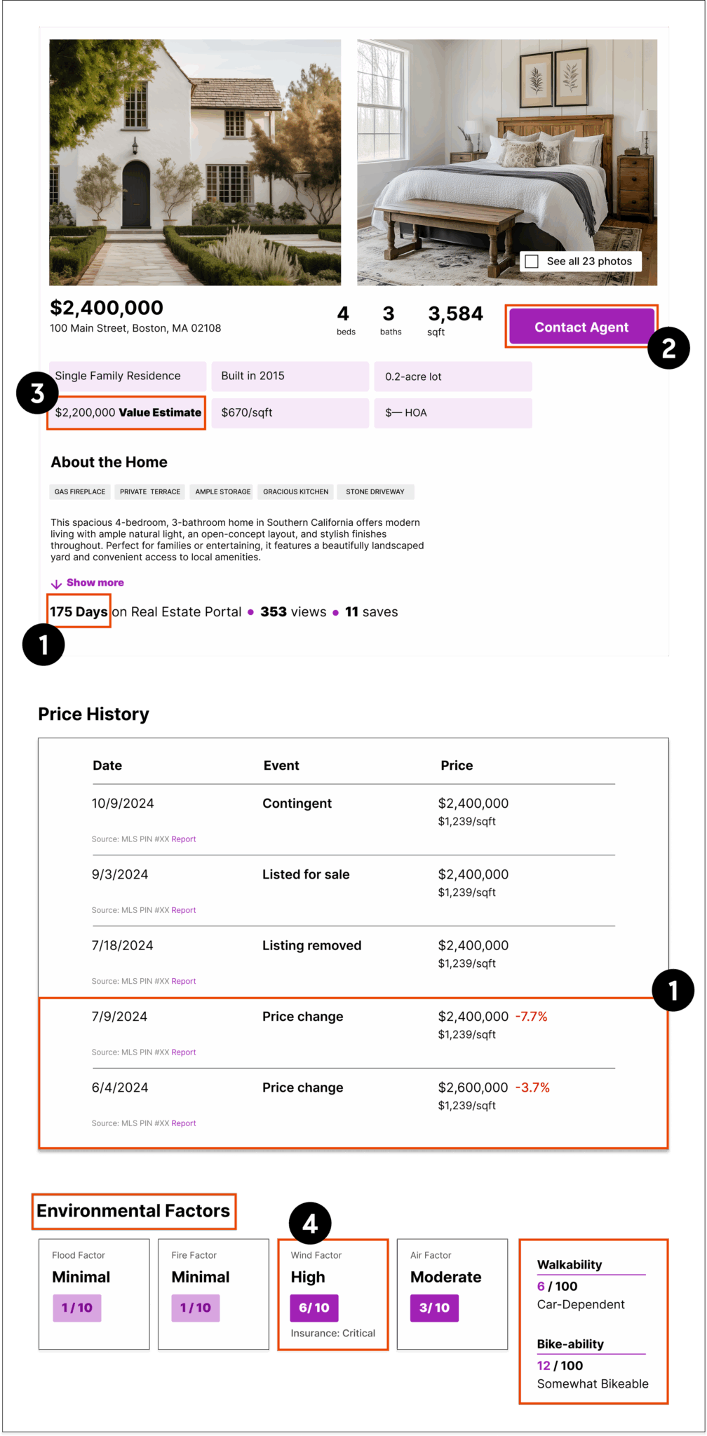 Third-Party Real Estate Portal Mockup Annotations