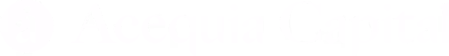 Acequia Capital logo with stylized letter A and water wave design.