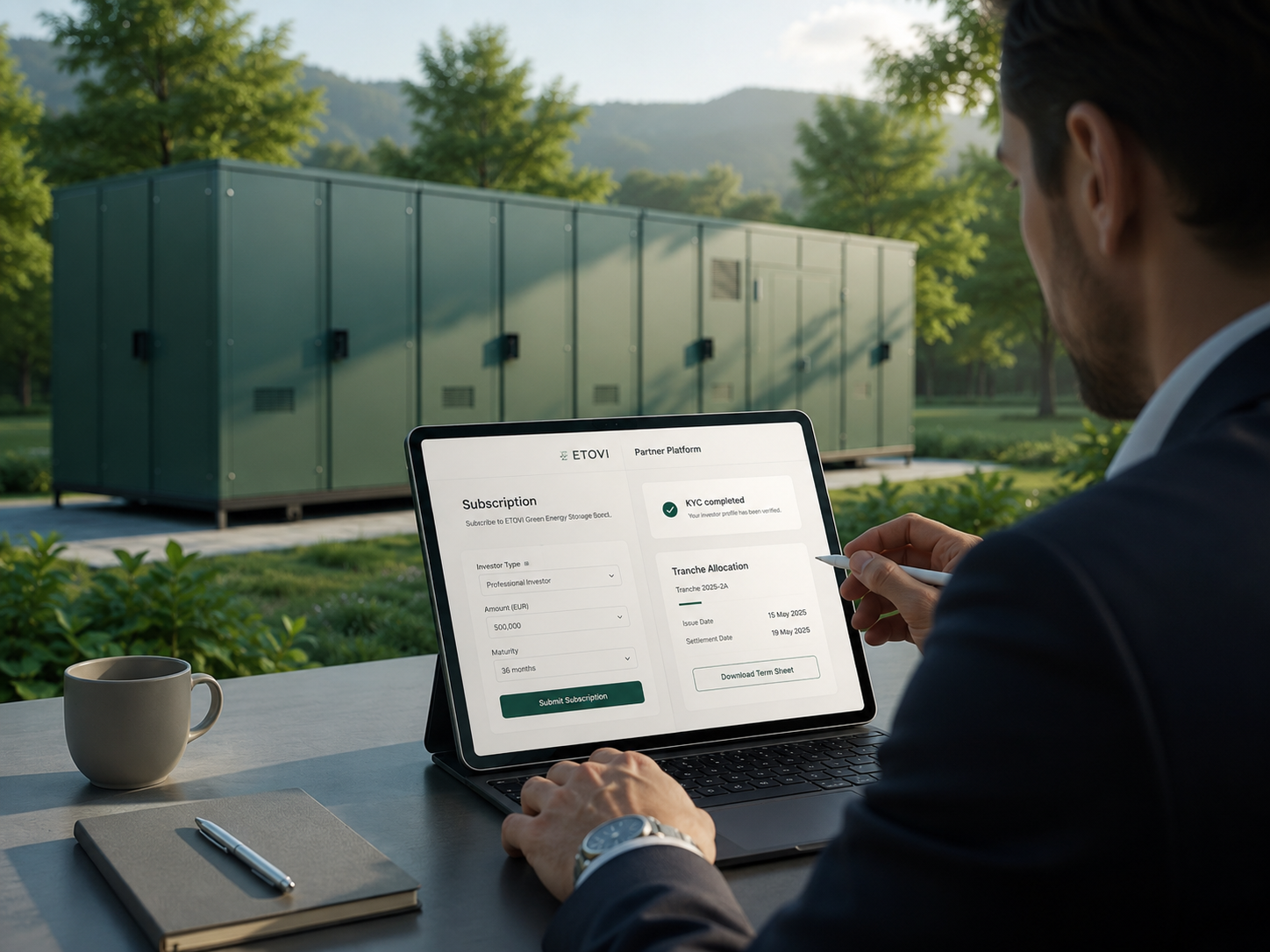 Digitaler Zeichnungsprozess für den Etovi-Token mit KYC und Angebotsunterlagen