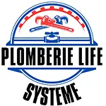 Logo représentant deux clés à pipe croisées, un robinet d'eau et le texte « PLOMBERIE LIFE SYSTEME » en lettres noires et grasses.