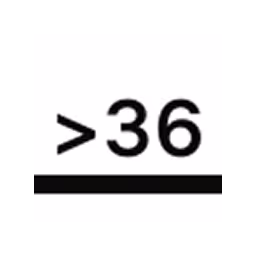 Mathematical expression showing greater than symbol followed by number 36.