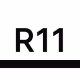 Black text 'R11' above a thick horizontal black line on a white background.