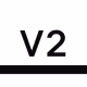 Black text 'V2' above a thick horizontal black line on white background.