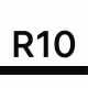 Black text 'R10' above a thick black horizontal line on a white background.