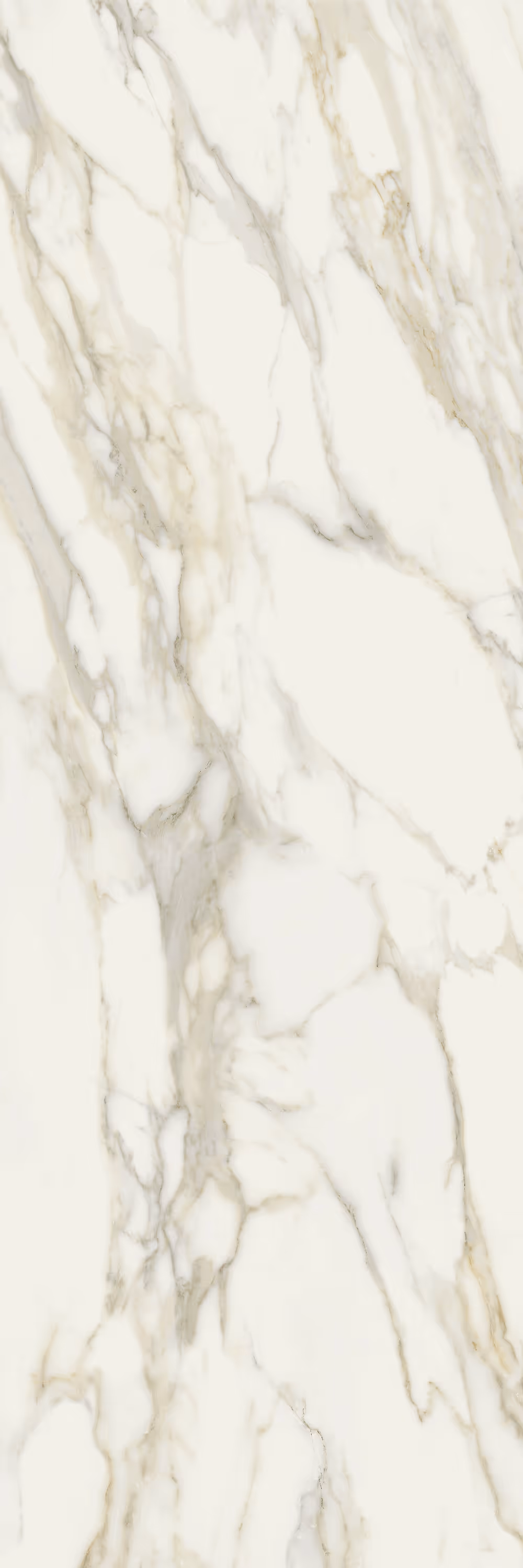 White marble tile with gold and gray natural veining pattern.