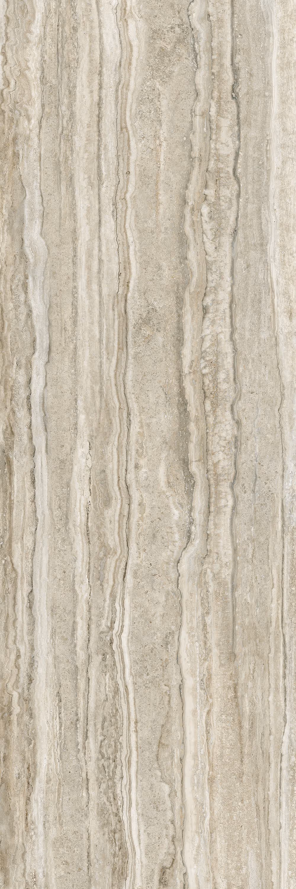 Beige and gray natural stone texture with vertical layered patterns resembling travertine.
