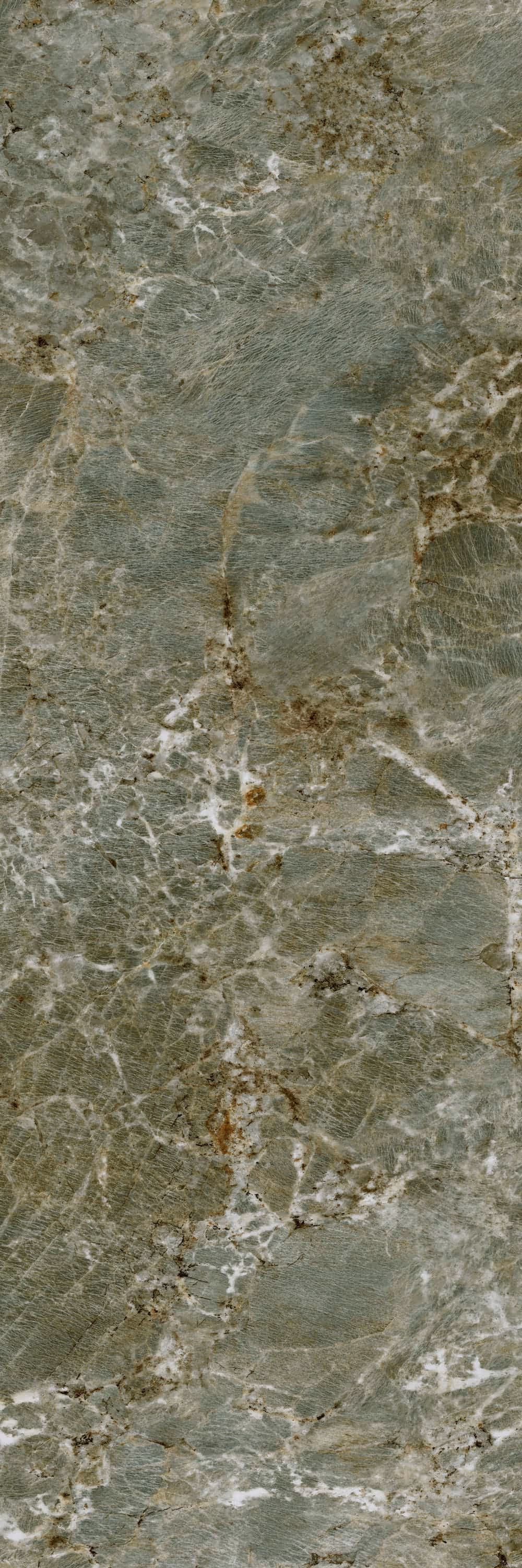 Close-up of greenish amazonite stone with white and brown mineral veins texture.