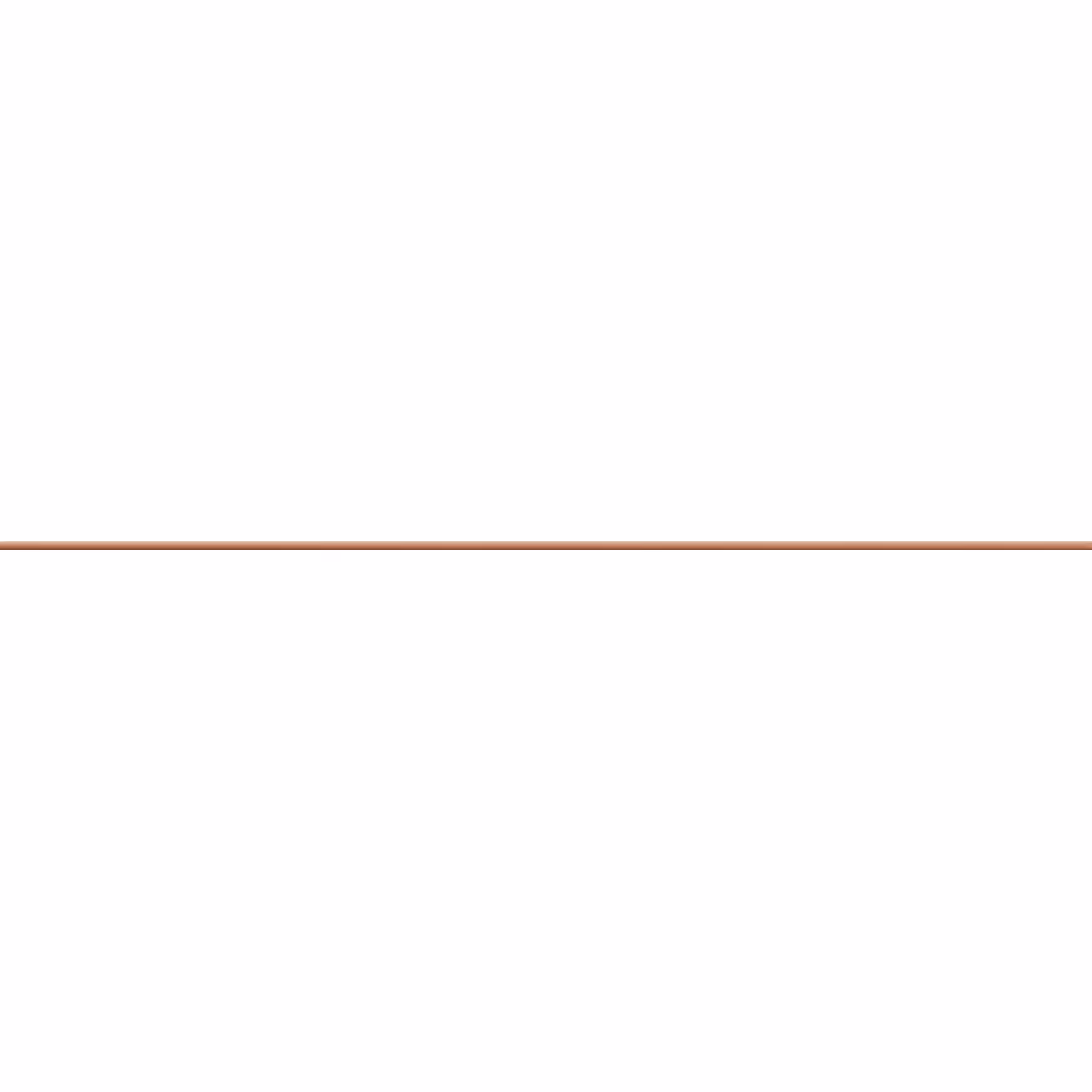 Thin horizontal copper-colored brushed metal strip on a white background.