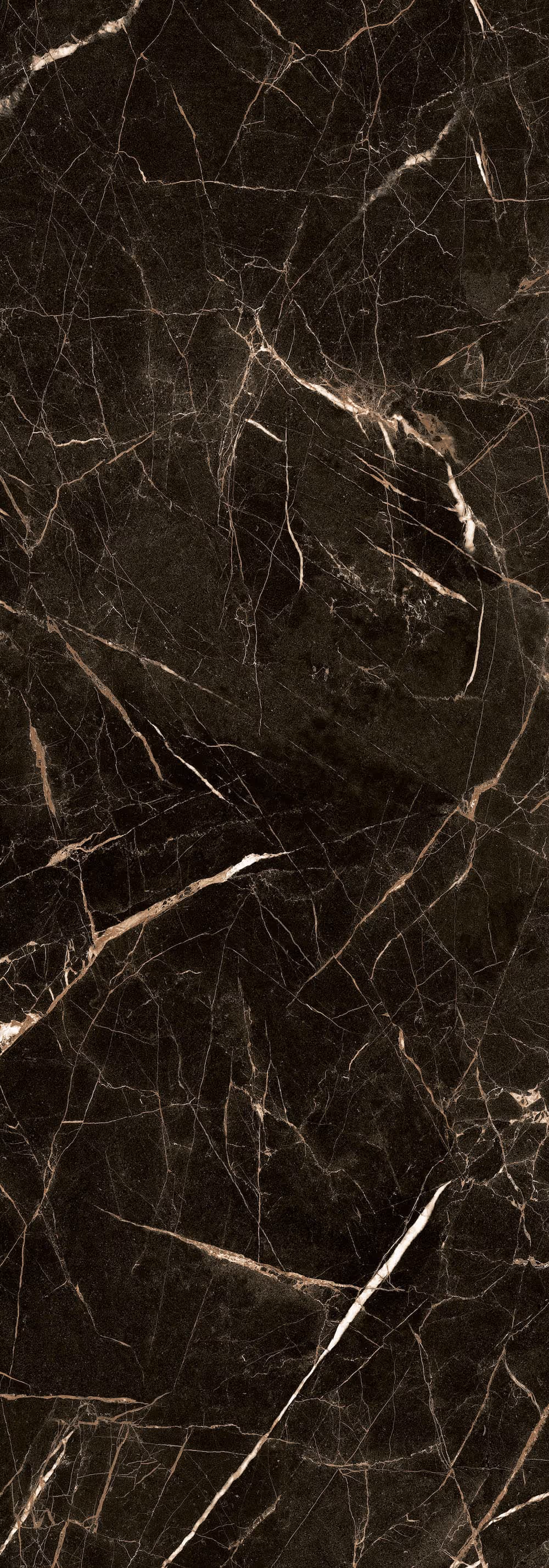 Black marble surface with white and beige veins creating a natural cracked pattern.