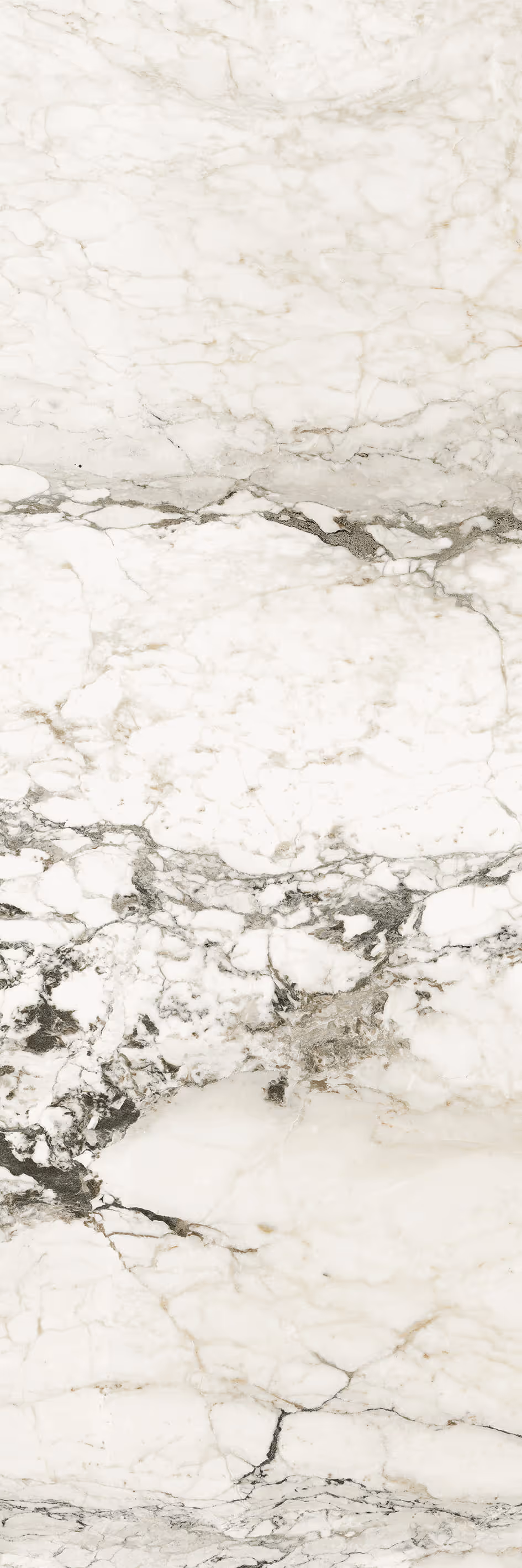 White marble surface with gray and black natural veining patterns.
