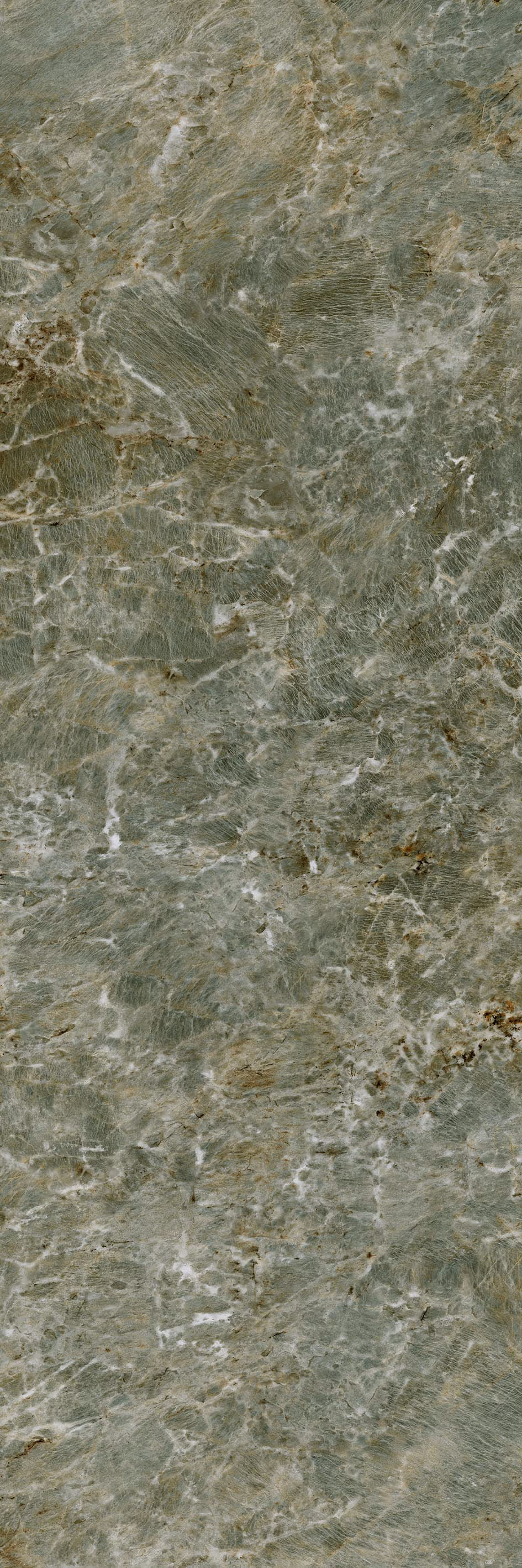 Close-up of green amazonite stone with white and brown natural veining texture.