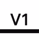 Bold black text 'V1' above a thick horizontal black line on white background.