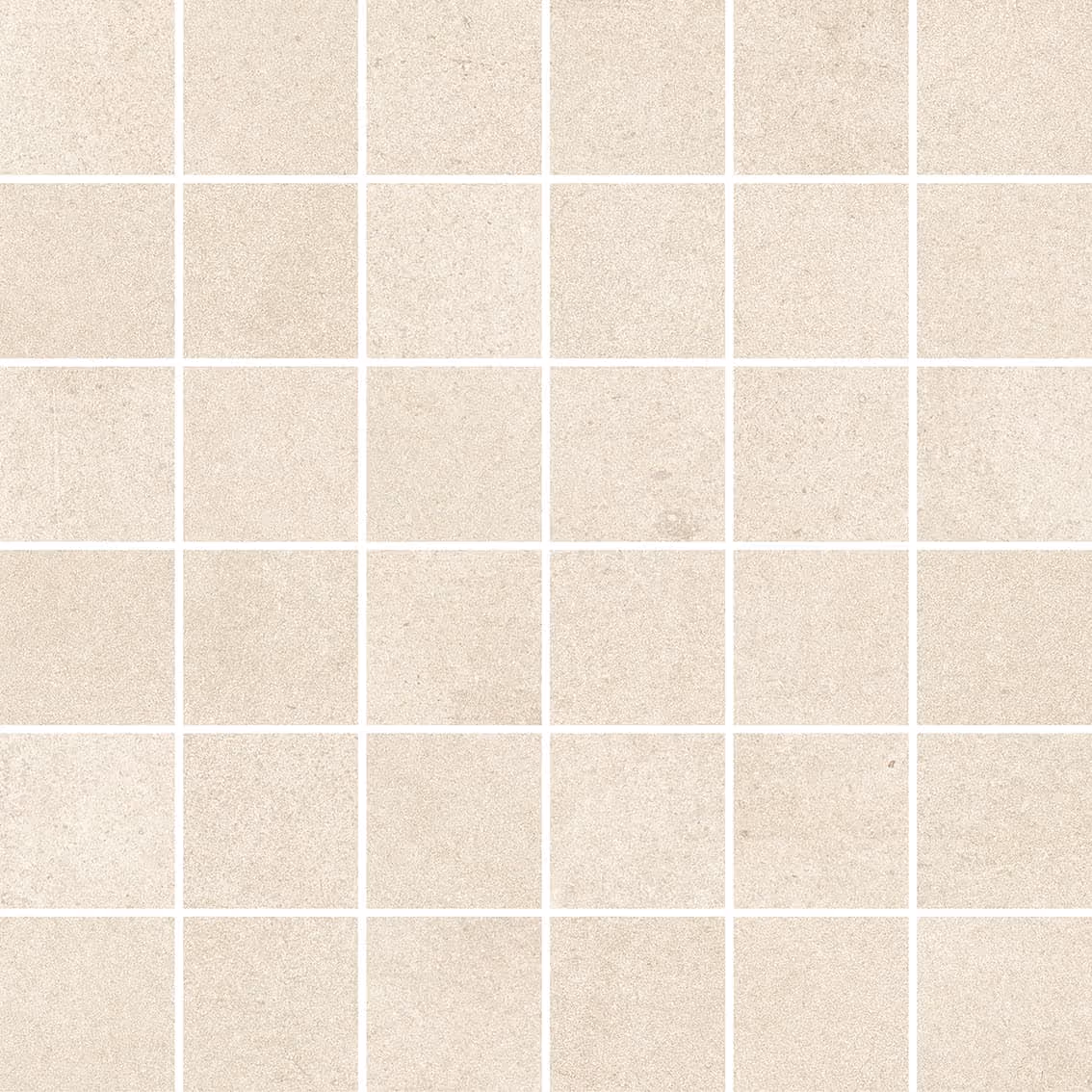 Grid of beige square tiles with subtle textured patterns and light grout lines.