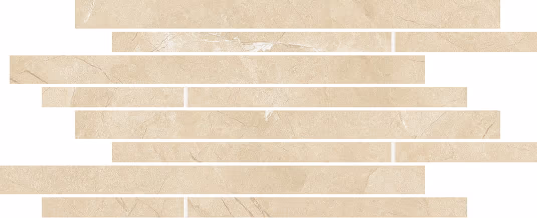 Beige marble textured rectangular tiles arranged in staggered brick pattern on white background.