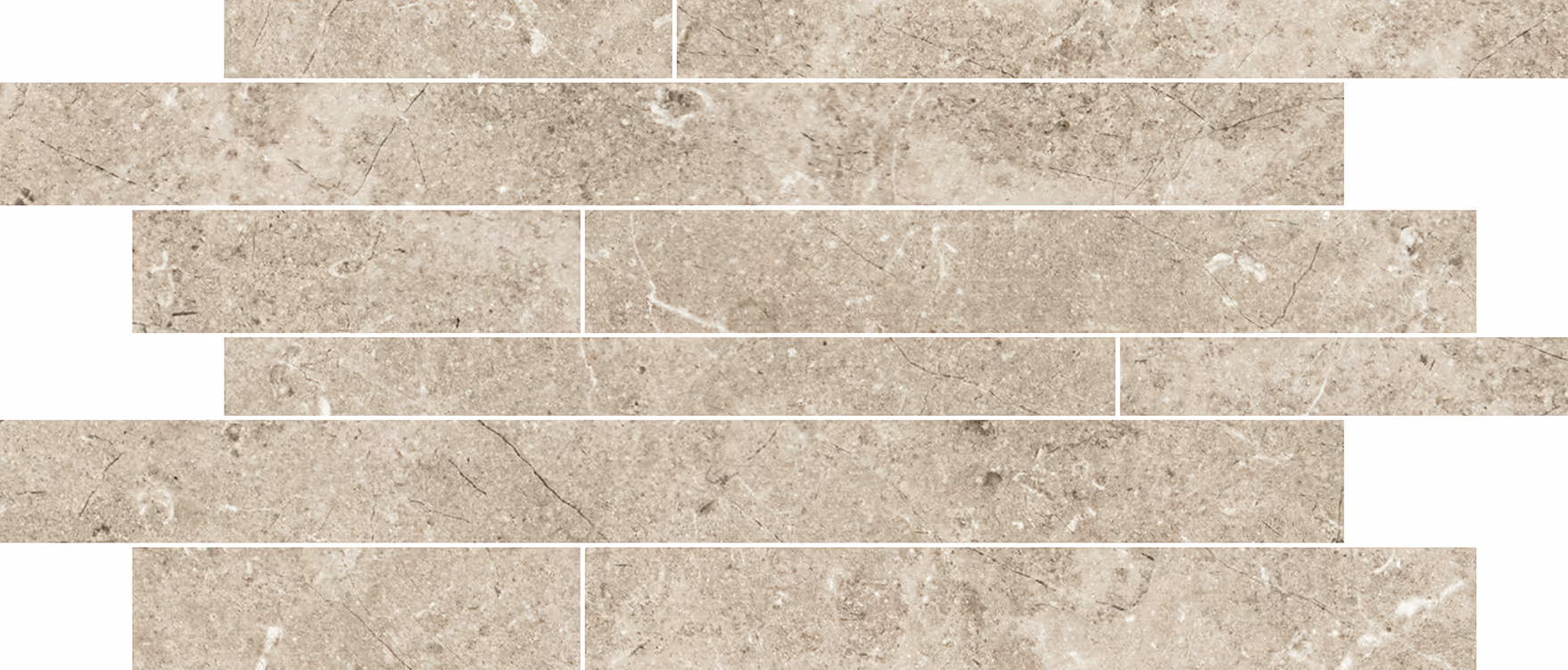 Light grey stone tiles with a textured surface arranged in a staggered brick pattern.