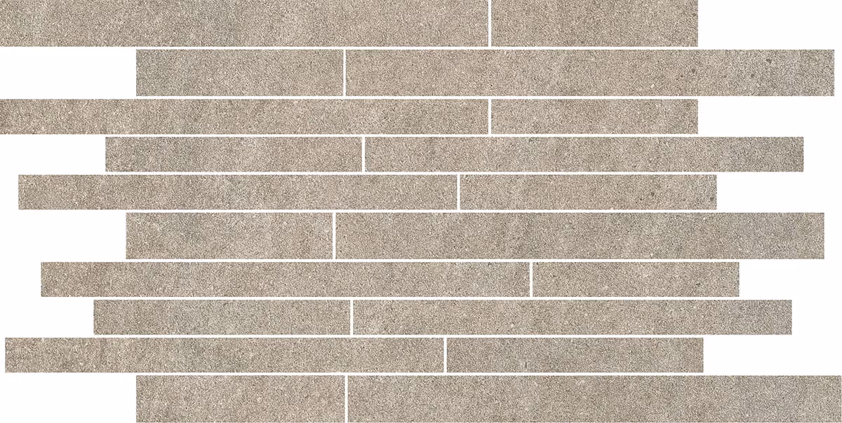 Gray textured brick wall pattern with staggered horizontal rows and varying brick lengths.