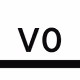 The text 'V0' in bold black font above a thick horizontal black line on a white background.